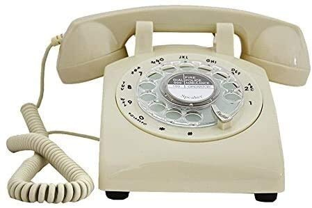 QHYXT telefon hem telefon vintage roterande telefon skivspelare telefon roterande urtavla retro telefon antik kontor hem fast telefon fast telefon fast telefon metall klocka (B)