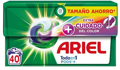 ARIEL PODS Todo en 1 Detergente Lavadora Líquido en Cápsulas/Pastillas, 40 Lavados, Más Color, Cuidado Extra del Color y el Brillo, Limpieza Profunda