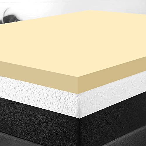 Orthopaedic Memory Foam Mattress Topper - Standard UK Sizes 1 2 3 4, Various Thicknesses/Depths Available, Soft & Comfortable, Memory Foam Durable (1 Small Single, 190 x 75 x 2.50cm) Yellow