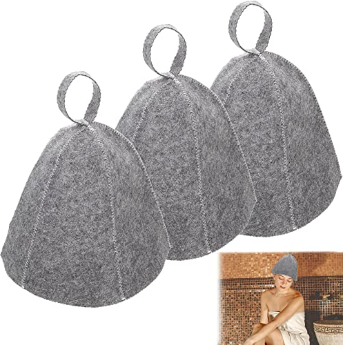 Chapeau De Sauna-Gris 3pcs Sauna en Feutre Pour Femmes Et Hommes Bonnet De Sauna en Feutre Sauna Chapeaux Bonnet De Sauna Chapeau Accessoires Convient Pour Les Saunas Les Spas Et Les Bains
