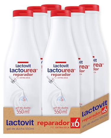Lactovit - Gel de Ducha Reparador Lactourea, Hidrata, Nutre y Repara, Piel Fuerte y Joven, Textura Cremosa, con Protein Calcium y Lactourea, para Pieles Muy Secas o Extra Secas - Juego de 6 x 550 ml