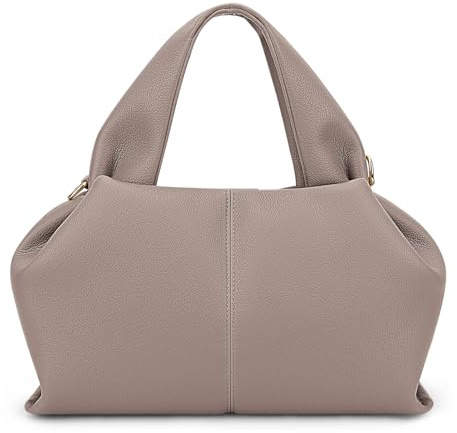 JQWYGB Cloud Pouch Bag Dumpling Clutch Purse Handbag Leather Tote Shoulder Bag Retro Crossbody bag with Removable Strap, Grey, L