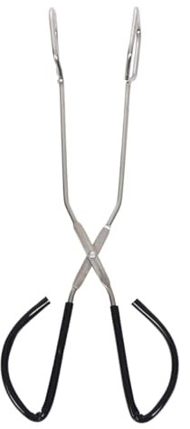 POPETPOP Pinzas de fuego de acero inoxidable accesorios para acampar accesorios para planchas de exterior sartén pinzas de mango largo clip de barbacoa de carbón Parrilla