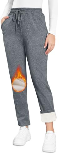 Kfnire Pantalon Jogging Femme Polaire Femme avec Poches et Cordon de Serrage Taille Haute Élastique Casual Pants Loisirs S-XL