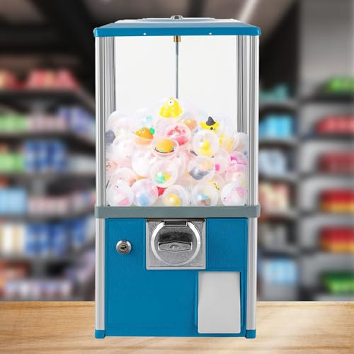 Distributeur automatique commercial, machine à boules de bonbons, petit distributeur automatique, machines à bonbons vintage, machine à prix pour appareils de 4,5 à 5,5 cm de large(Blue,1 EUR/Two Time