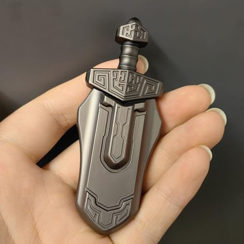 T-Conceal EDC – Sword Decompression Fidget Slider – Stresslindring för vuxna, magnetiskt skrivbordsleksak i metall mot ångest (grå)