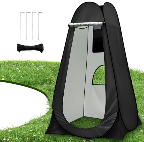 Charmofun Tente de Douche Pop Up, Cabine de Douche Camping Anti-UV, Tente de Toilette Portable avec Sac de Transport pour Plage Pêche Randonnée L'extérieur (Noir)
