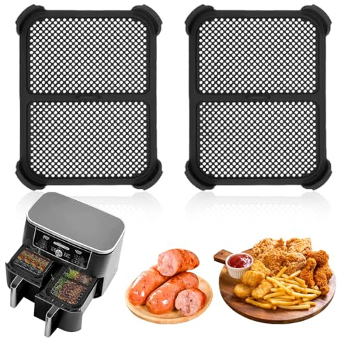 2 Pièces Grille Anti Projection pour Friteuse à air chaud, Couvercle Anti Eclaboussure pour Air Fryer Ninja AF400EU, Moule Silicone Accessoires Réutilisable Accessoires Air Fryer Moule