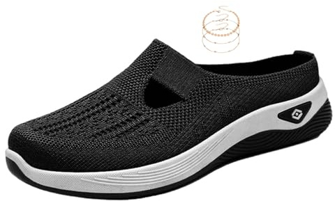 Women's Clogs & Mules Trainers for Women Wide Fit Wedge Athletic Sneakers Casual Fashion Non Slip Walking Shoes Soft Sole Slip-on Orthopedic Trainer Warehouse Clearance Gold*1+Black*1
