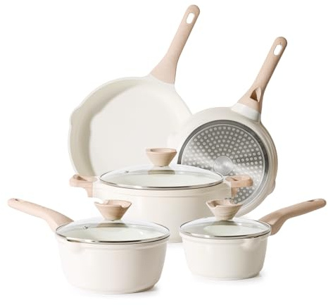 Kordisen Nonstick Ceramic cookware Set, 5 Piece Pots and Pans Sets Non Stick, Healthy and Non-Toxic, PFOA & PFAS Free