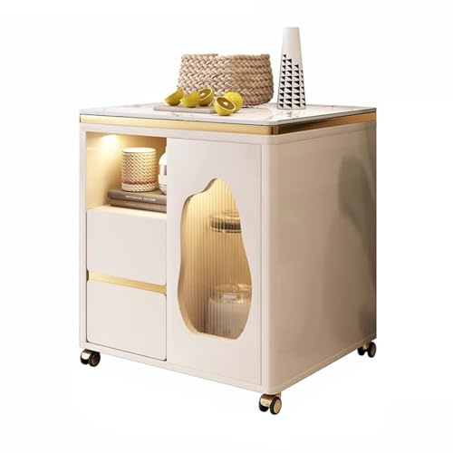 Tavolino da divano Divano Credenza con cassetti Tavolino Soggiorno Tavolo da tè Rimovibile leggero in ardesia di lusso Comodino(A)