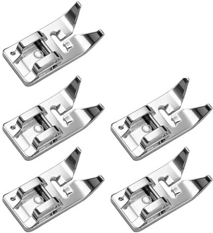 5 Pcs Universal General Purpose Sewing Machine Presser Foot, Straight Stich Foot, Clip On Zig Zag Foot Multifuncional Accessories Compatible with Most Domestic Household Low Shank Sewing Machines