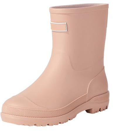 Bottines de pluie pour femme, coupe large, mi-mollet, bottes de jardin légères et confortables avec semelle extérieure antidérapante pour jardin, plantation, marron, 39.5 EU