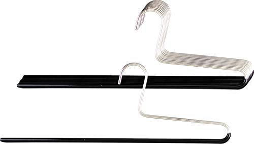 MAWA Hosenbügel, Set mit 10 platzsparenden Kleiderbügel, ideal für Jeans, Stoffhosen und Anzughosen, mit antirutschbeschichtetem Steg, 35 cm, Schwarz