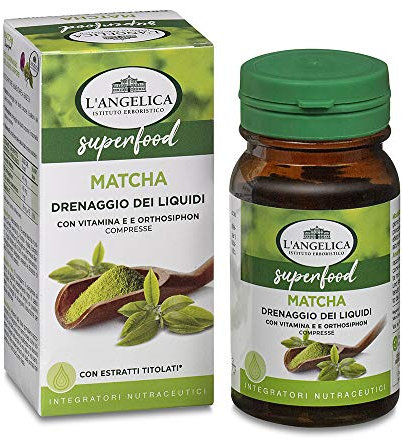 Angelica, Matcha, Integratore Drenante, Favorisce il Drenaggio dei Liquidi Corporei, Senza Lattosio, Senza Glutine, Vegan, Formato: 60 Compresse