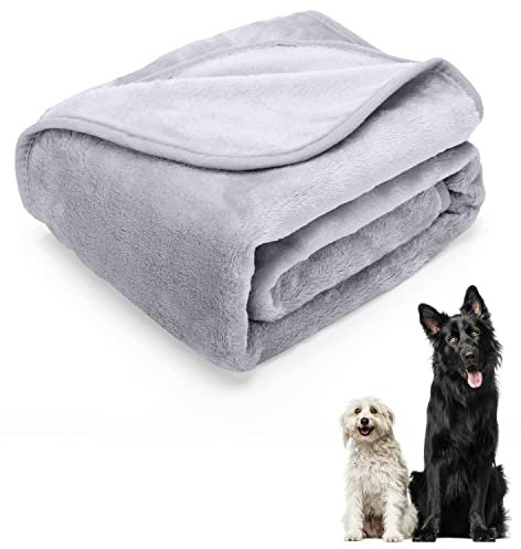Nobleza Hundedecke Waschbare Weiche Hunde Fleecedecke Deck für Haustier Weiche Warme Decke, Grau 120x100cm