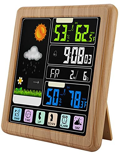 Goshyda Station météo sans Fil, TS-3310 écran LCD Tactile, thermomètre numérique d'intérieur et d'extérieur, hygromètre, Station de prévision, avec capteur, Verrouillage de l'écran par Les Enfants.