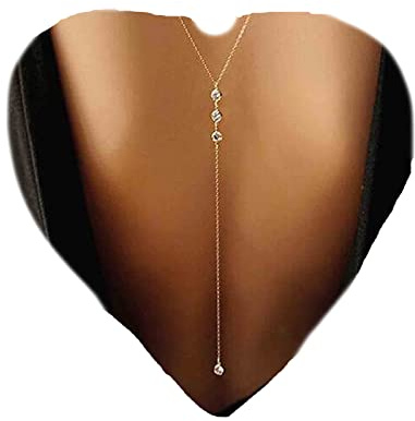 Yheakne - Collana da sposa con cristalli a sfondo dorato, in oro, con zirconi cubici, in stile Y, catena lunga, strass, gioiello per il corpo, per donne e ragazze