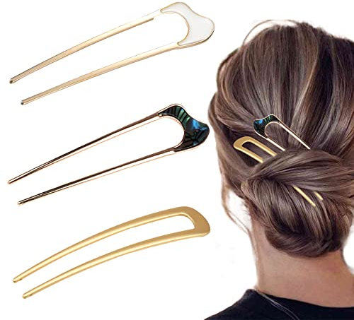 Französisch Stil Haarspange, Haarnadelgabel, 3 Stück Schale Haarnadel Metall, Haarnadel Metall, U-förmige Haarnadel, U Form Haarstäbchen, Metall-Haargabel, Metall-Haarspangen