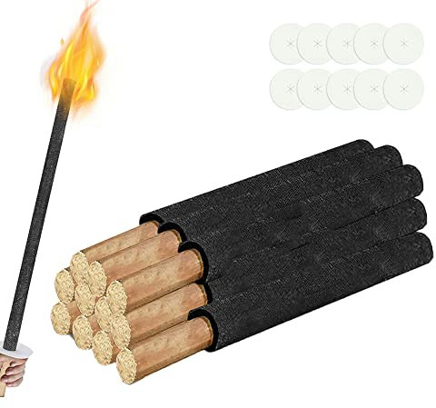 Vigevee Wachsfackeln Brennzeit 100 min|mit Handschutz/Extra Langem Griff Fackeln|Für Nachtwanderung Outdoor Lagerfeuer[10 Stück]