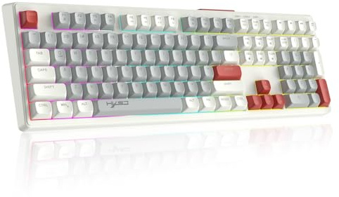 V300 Kabelanslutet Speltangentbord QWERTY RGB Regnbågens Bakgrundsbelysning Tangentbord med Membran 108 Tangenter Full Storlek med Multimediaknappar Ergonomiska ABS SA Sfäriska Tangenthattar - Vit Grå