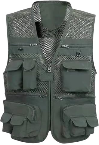 Dvbfufv Taktische Netzweste für Herren, für den Sommer, Outdoor, atmungsaktiv, mehrere Taschen, Schießweste, ärmellose Jacke, EN8, L