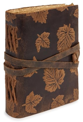 GlobeeCraft Vintage läderdagbok med stålblad, bomullspapper - anteckningsblock 18 x 13 cm. Perfekt som resebok eller dagböcker för att skriva reflektioner