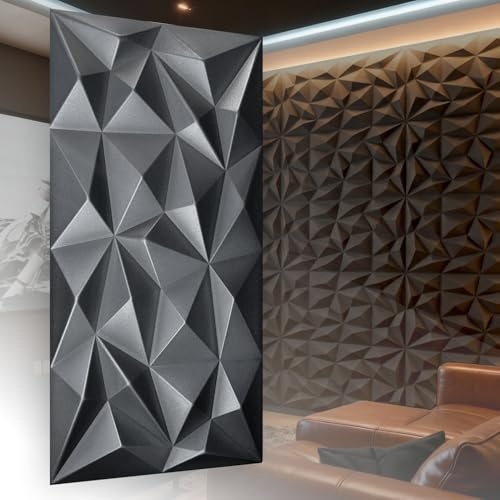 Pannelli 3D in polistirene XPS, moderni pannelli da parete e soffitto, pannelli da parete, leggeri flessibili, 100 cm x 50 cm, 4 m², 8 pezzi (nero 03)