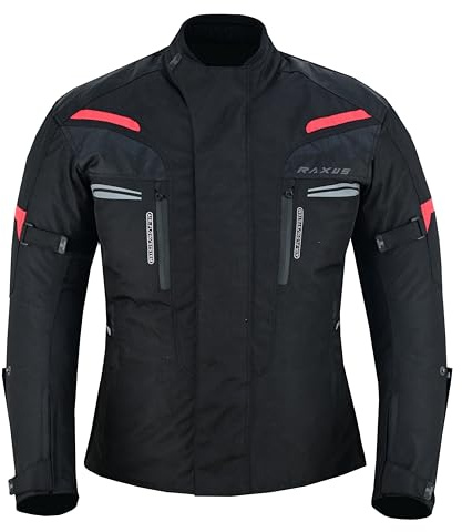 RAXUS Thunder Motorradjacke für Herren, Winter, 3/4, wasserdicht, CE-zertifiziert, rot, XXL