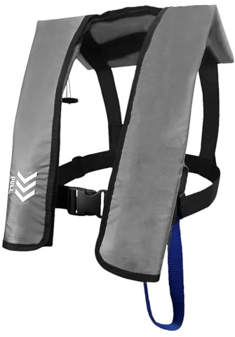 Inflatable Life Jacket Supports up to 330 lbs |Life Vest for Adults|PFD Low Profile| Manual (YSH700-Grey)