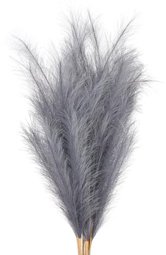 PATIKIL Decorazione Pampas Artificiale 37.8 Pollici 7 Pezzi Grande Erba Finta Lunga Morbida Per Decorazione Casa Boho Vaso Matrimonio Parete Pavimento Grigio