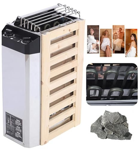 hKjPlvf Poêle à Sauna électrique 3 KW/3,6 KW, Tube Chauffant en Acier Inoxydable, éQuipement De Chauffage pour Sauna avec Minuterie Et ContrôLe De TempéRature Interne pour Sauna,3KW