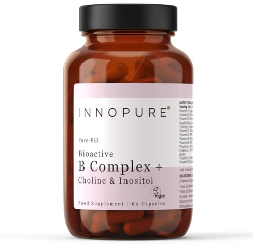 INNOPURE Bioactive Vitamin B Complex with L-Methylfolate + Inositol and Choline Clean Label (Pure-Fill) High Strength Methylated B Vitamins, 1 Capsule per Day, 60 Capsules