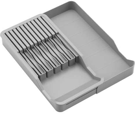 Asyduey Porta Cuchillos, en CajóN Porta Cuchillos con Bandeja Extensible para Cubiertos Organizador de Cajones de Cocina Inserto-Sostiene 11 Cuchillos
