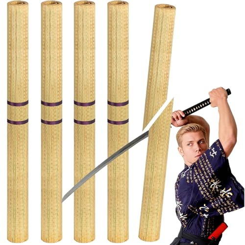Tatami Mat for Sword Cutting, 5-Pack Authentic Igusa Tatami, 34x71 Inch Unrolled & Hand-Roll Modifiable for Tameshigiri, Iaido, Kenjutsu Training