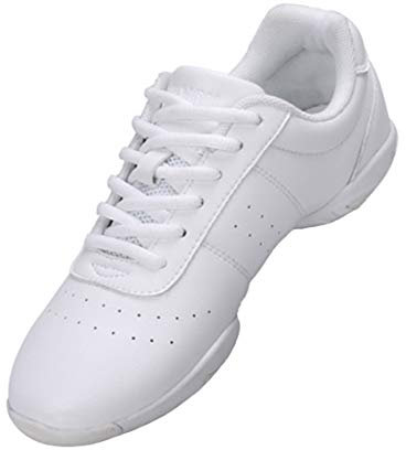 Lnafan Damen Mädchen Schnürschuh Gym Sport Aerobic Cheerleading Training Tanzschuhe, weiß, 38 EU