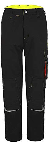 TMG | Arbeitshose Profile mit Kniepolstertaschen, Lange Cargo Bundhose für Herren, mit Reflektoren, schwarz | Gr. 56