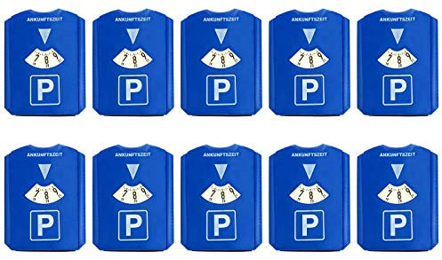 HAC24 10 Stück Parkscheibe mit Eiskratzer und Gummilippe Kunststoff Auto 15,5x12 cm Blau