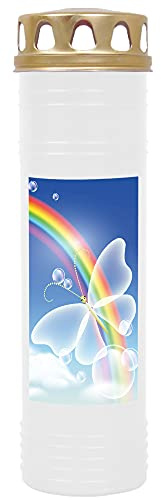 HS Candle Grave Candle Grave Candle with Motif (Blue Butterfly) Approx. 170 Hours / 7 Days Burning Time per Candle (26 cm, Diameter 7 cm) Various Designs