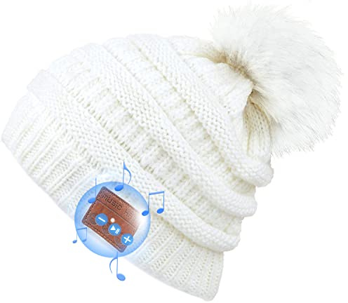 Vegawumen Cappello Bluetooth Regali Natale,Musica Cappello Donna Invernali con Cuffia, Idee Regalo Uomo Donna Berretto Bluetooth Cuffie Integrate,Morbido e Caldo, Lavorato a Maglia, Lavabili