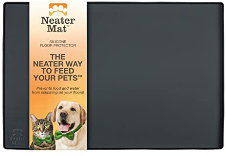 Neater Pet Brands Napfunterlage Hund und Katzen Wasserdicht - Silikon Katzen- und Hundenapf Unterlage - Futtermatte Hund und Katzen Schützt Böden vor Futter und Wasser (61 cm x 40,6 cm, Schwarz)
