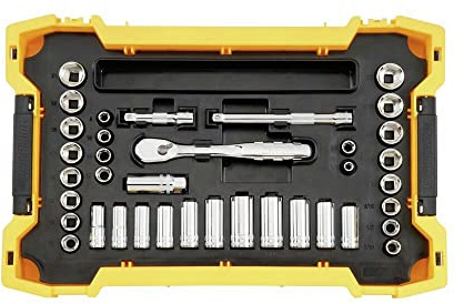 DEWALT Socket Set with Toughsystem Tray, 3/8 in., 37-Piece Set (DWMT45400)