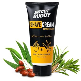 The Cut Buddy Foaming Shave Cream for Men & Women, Softens & Soothes Coarse Hair - 6 fluid ounces, White