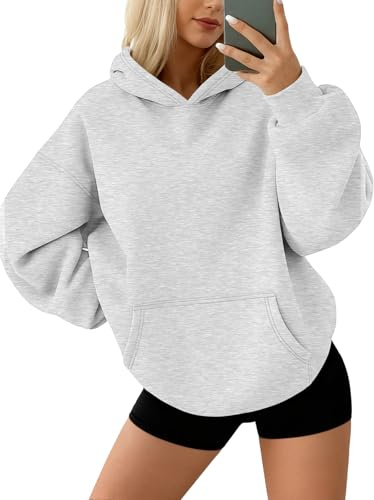 AUTOMET Hoodies for Women Oversized Sweatshirts Fall Fashion Outfits 2025 Pullover Fleece Casual Sweaters Winter Y2k Clothes Grey M