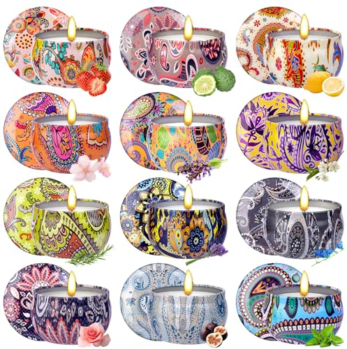 Duftkerzen Geschenke für Frauen, SUPERSUN 12 Stück 240Stunden Langer Brenndauer Weihnachten Duftkerze Geschenke für Frauen,Aromatherapie Kerzen Geschenkset, Sojawachs Kerzenset Weihnachten Geburtstag