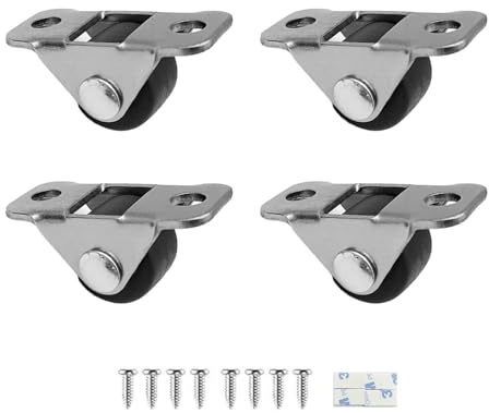 0.5 pulgadas mini ruedas autoadhesivas, metal placa sólida de goma de perfil bajo ruedas ruedas para muebles cajón juguetes carro caja de almacenamiento (0.5 pulgadas, 4)