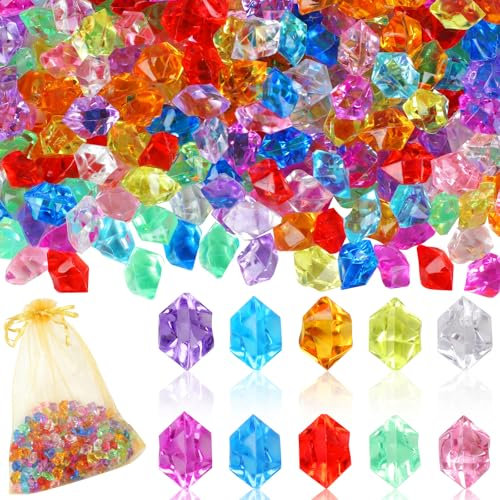 Deepton 300 Stück Edelsteine für Kinder, Diamanten Kinder, Glassteine Bunt, Acryl Diamanten, Deko Steine Kristall, Edelsteine Kinder, Diamant Edelsteine für Kindergeburtstag Hochzeit Vasen Tischdeko