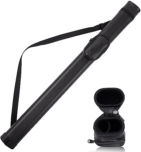 Sinsilvie Billiard Cue Cases,Hard Pool Cue Case,Cue Stick Case 1 Stick 2 Holes,PU Cue Stick Case Bag