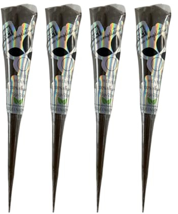 Awram lot de 4 Cones de Henné 20GR 100 % Naturel pour Tatouage Temporaire – Sans PPD -Application Facile, Couleur Intense et Séchage Rapide – Idéal pour Mariages, Festivals et Décorations Mehndi