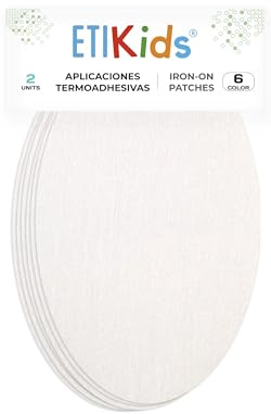 2 White Iron-On Fabric Repair Patches – Knee & Elbow Patches for Clothes, Trousers, Jackets, Sweaters & Shirts, 16 x 10 cm